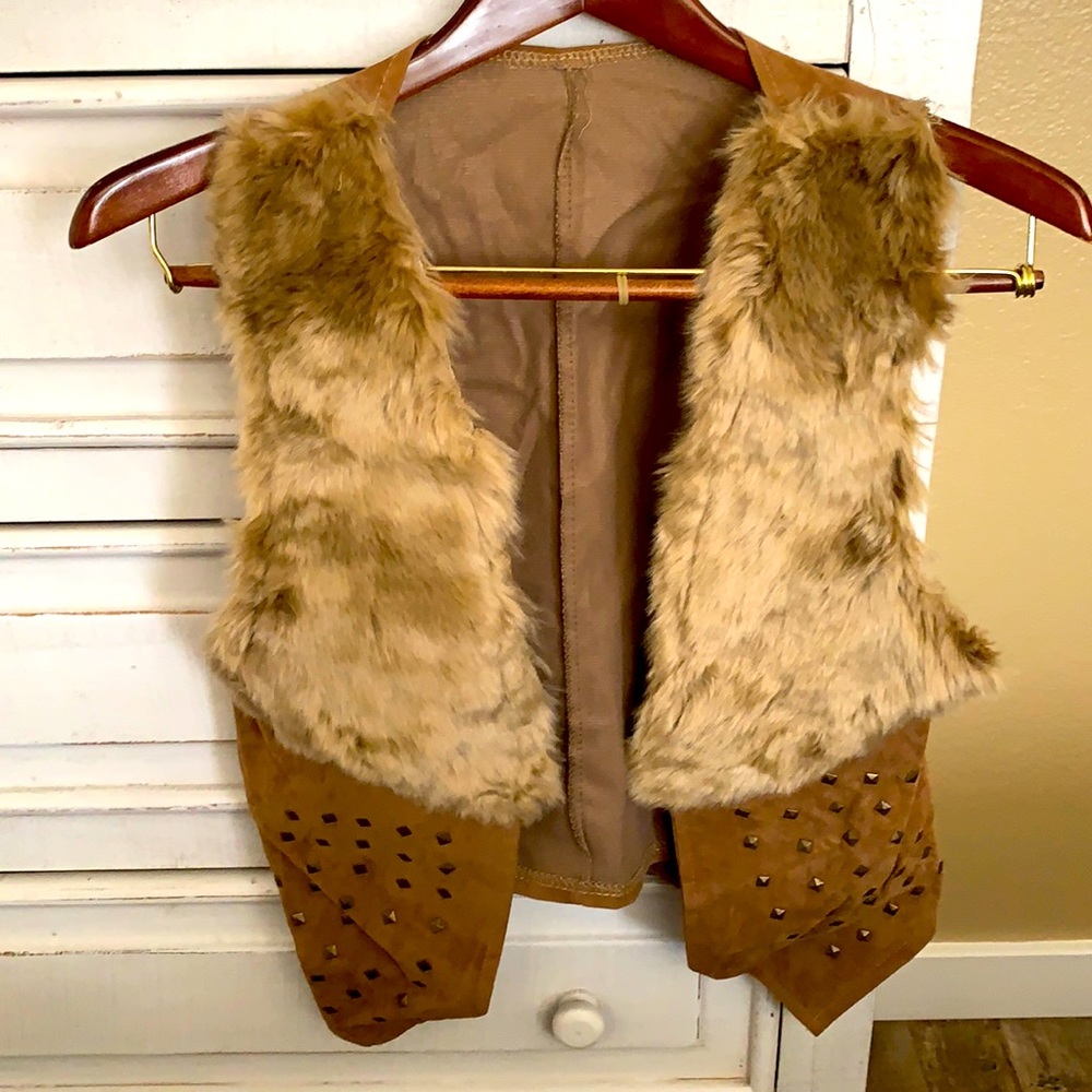 Studded faux fur vest